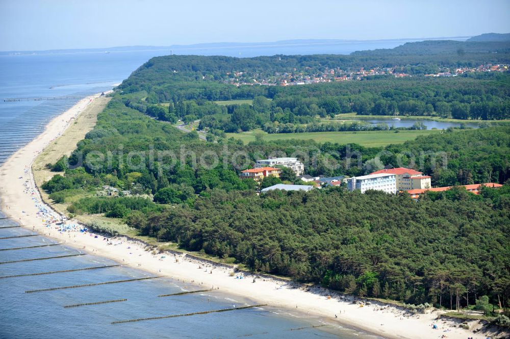 Zempin from above - Ostsee-Strand von Zempin auf der Insel Usedom in Mecklenburg-Vorpommern. Beachside of the Baltic Sea in Zempin at the island Usedom in Mecklenburg-Western Pomerania.