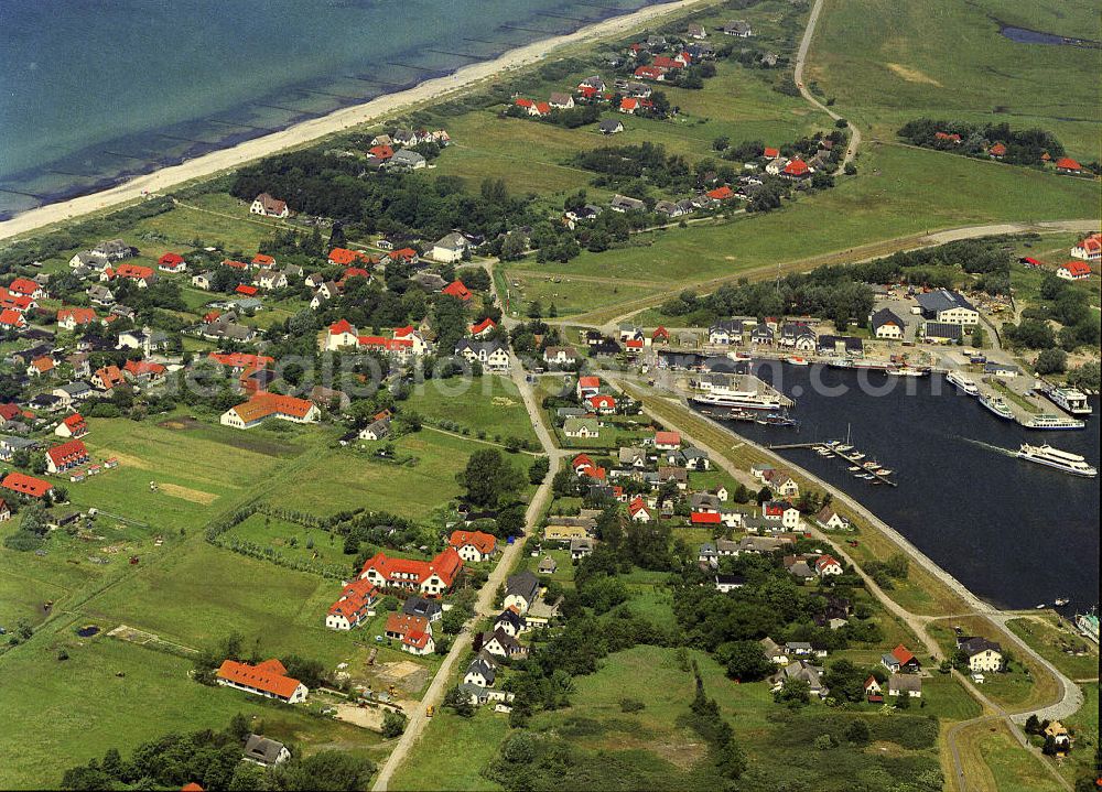 Hiddensee from the bird's eye view: Blick auf den Ostsee- Strandbereich Vitte auf Hiddensee. View of the Baltic Sea beach area Vitte.