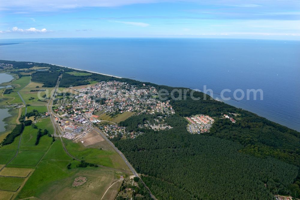 Aerial image Koserow - Cityscape Koserow on the coast of the Baltic Sea on the island of Usedom in Mecklenburg Western Pomerania