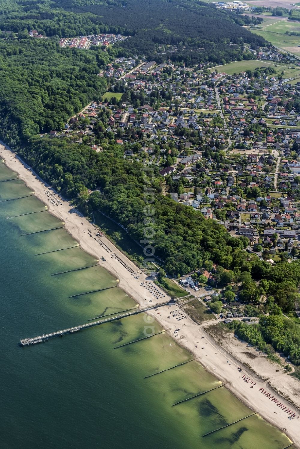 Aerial photograph Koserow - Cityscape Koserow on the coast of the Baltic Sea on the island of Usedom in Mecklenburg Western Pomerania