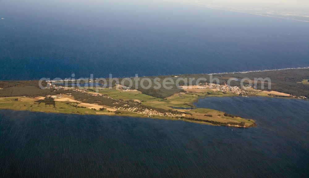 Loddin from the bird's eye view: Loddin town on the coast of the Baltic Sea on the island of Usedom in Mecklenburg Western Pomerania