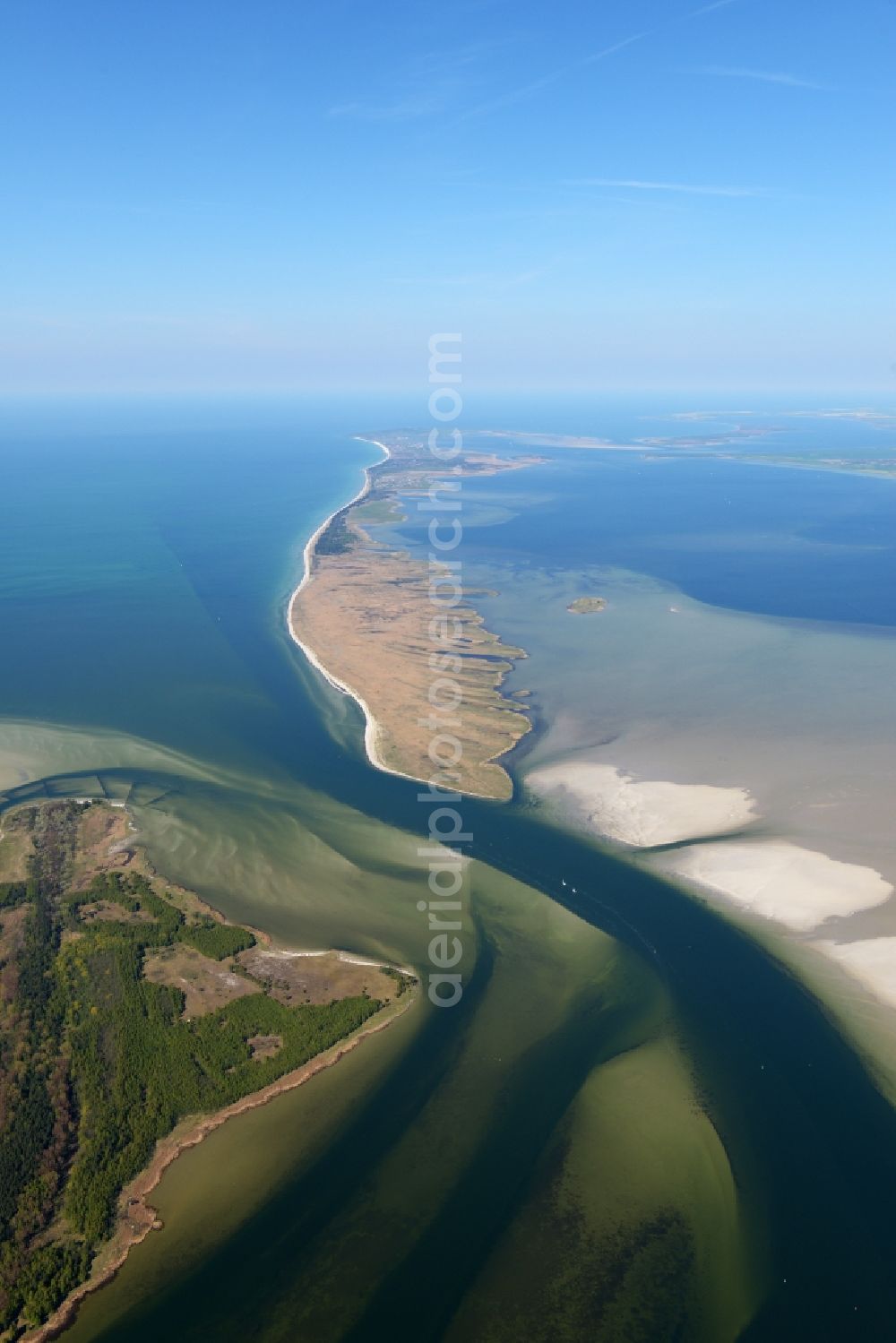 Insel Hiddensee from the bird's eye view: Coastal area of the Baltic Sea in island Hiddensee in the state Mecklenburg - Western Pomerania