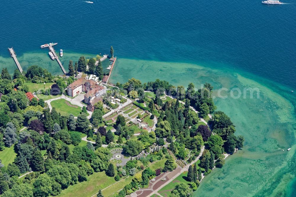 Aerial image Konstanz - Island area Mainau with the village center in Konstanz in the state Baden-Wuerttemberg, Germany