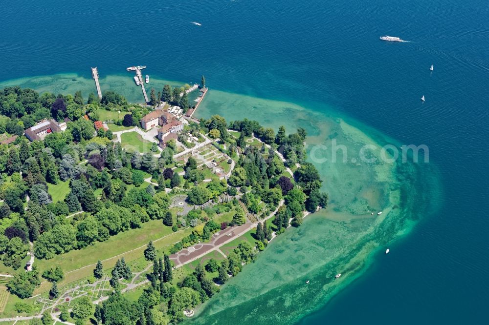 Aerial photograph Konstanz - Island area Mainau with the village center in Konstanz in the state Baden-Wuerttemberg, Germany