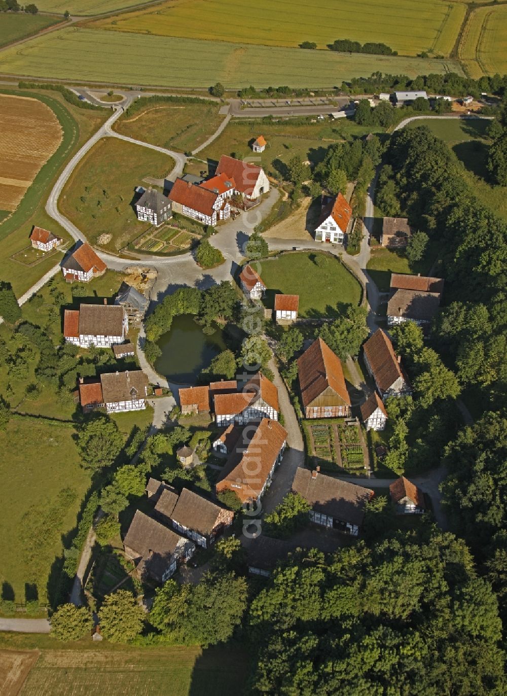 Aerial image Detmold - Paderborn village in the open-air museum in Detmold in East Westphalia-Lippe in North Rhine-Westphalia