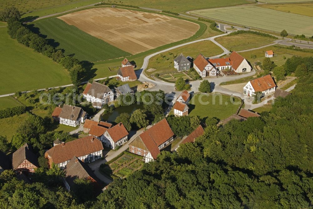 Aerial photograph Detmold - Paderborn village in the open-air museum in Detmold in East Westphalia-Lippe in North Rhine-Westphalia