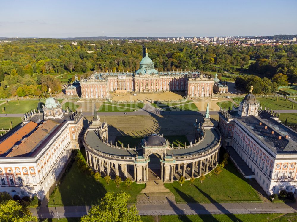 Potsdam from the bird's eye view: Palais and Communs Am Neuen Palais in Potsdam in the federal state of Brandenburg