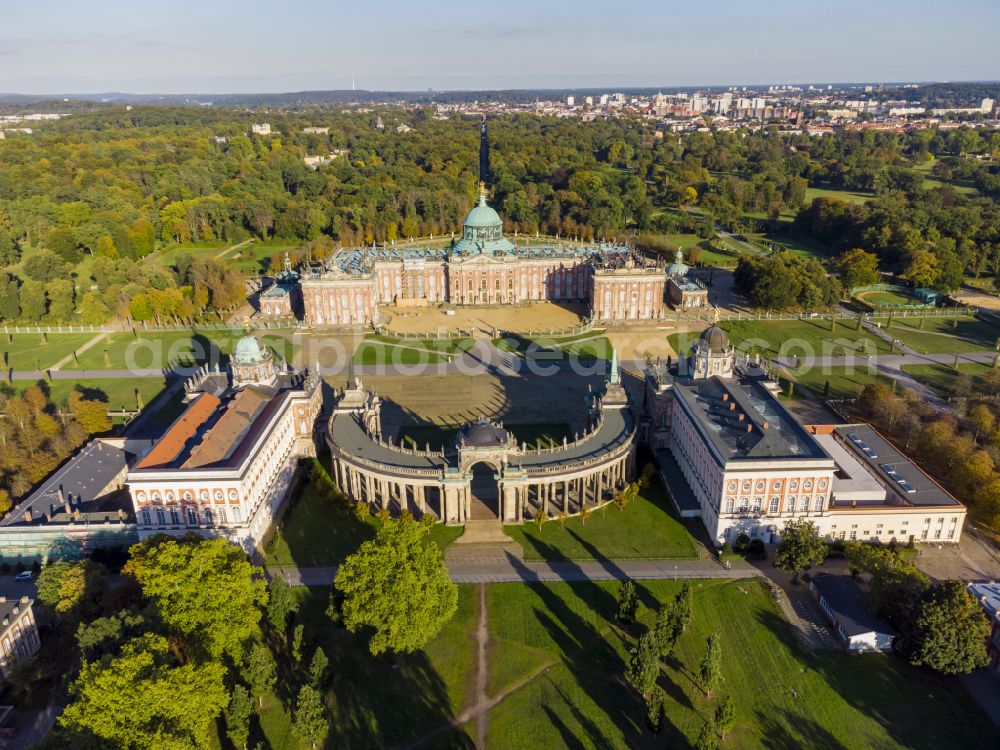 Aerial image Potsdam - Palais and Communs Am Neuen Palais in Potsdam in the federal state of Brandenburg