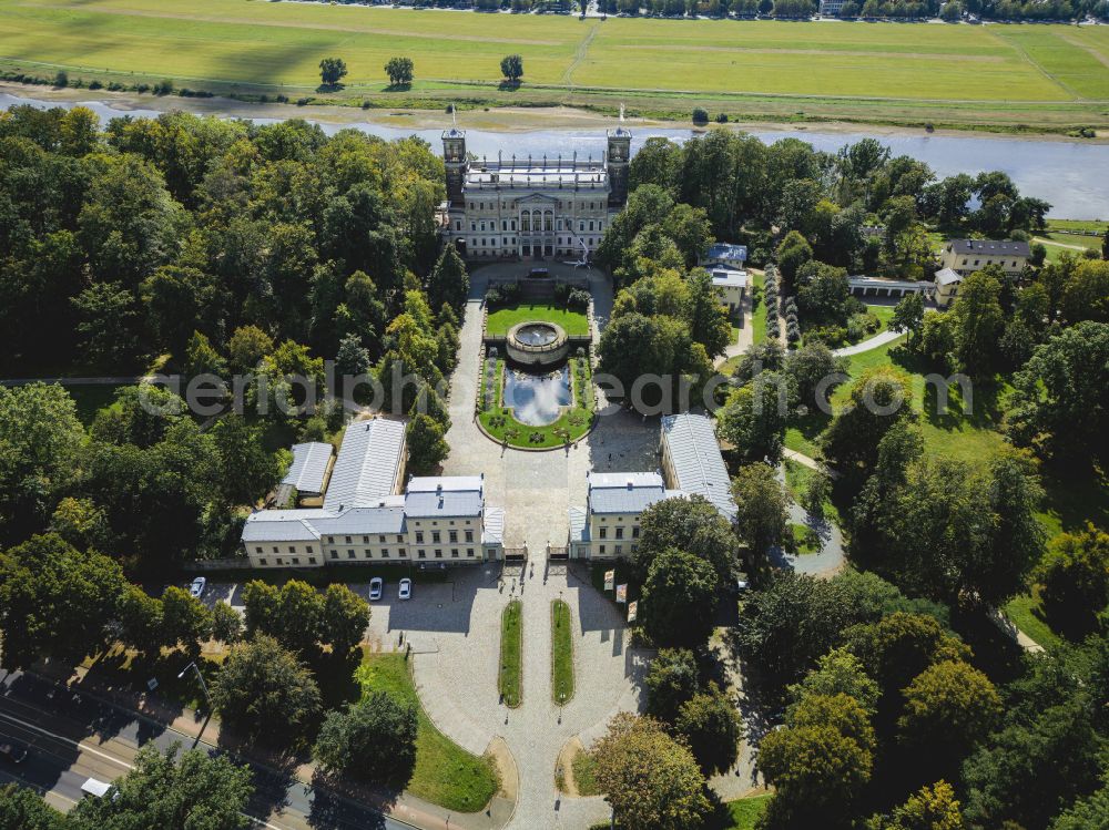 Aerial photograph Dresden - Palace Albrechtsberg on street Bautzner Strasse in the district Loschwitz in Dresden in the state Saxony, Germany