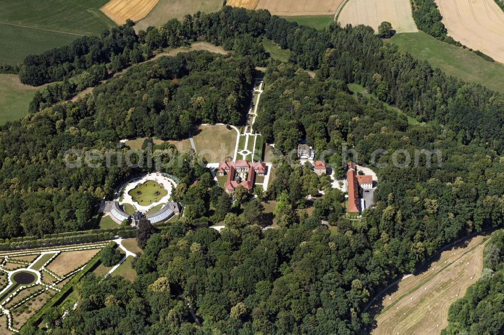 Bayreuth from the bird's eye view: Palace Altes Schloss Eremitage on street Eremitage in Bayreuth in the state Bavaria, Germany