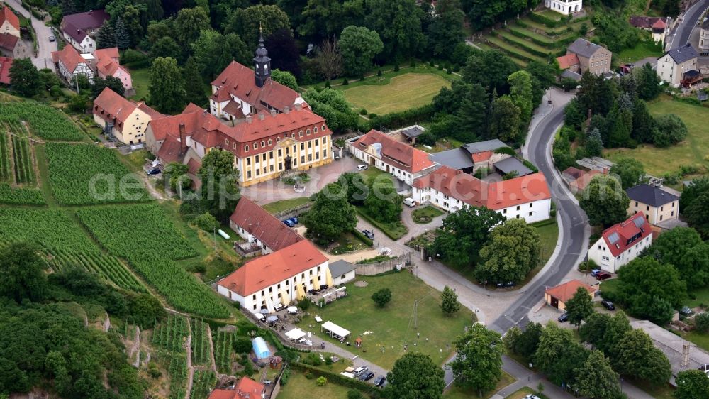 Aerial image Seußlitz - Palace - Barockschloss in Seusslitz in the state Saxony, Germany