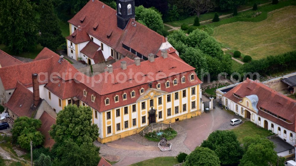 Seußlitz from above - Palace - Barockschloss in Seusslitz in the state Saxony, Germany