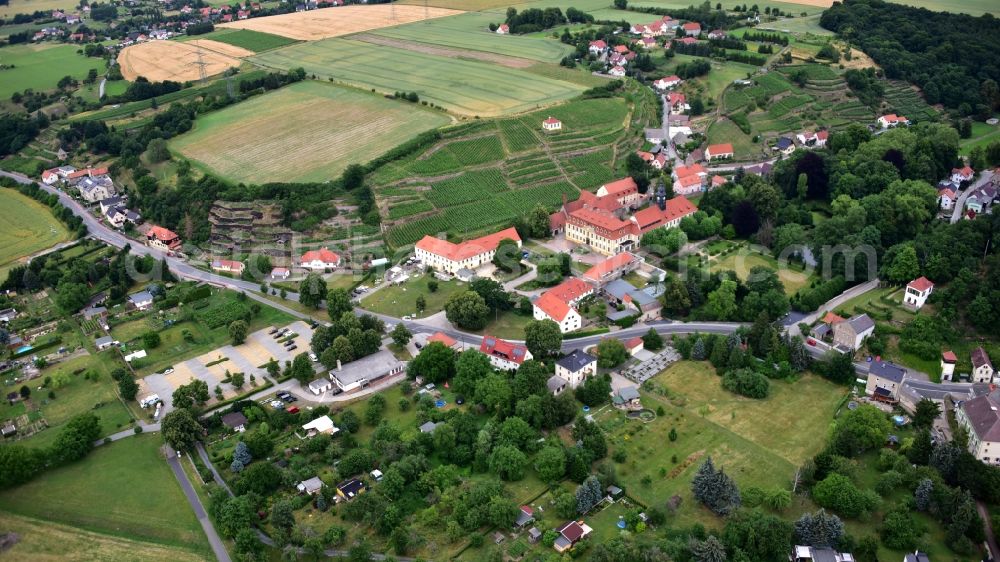 Seußlitz from above - Palace - Barockschloss in Seusslitz in the state Saxony, Germany