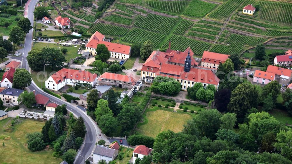 Aerial image Seußlitz - Palace - Barockschloss in Seusslitz in the state Saxony, Germany