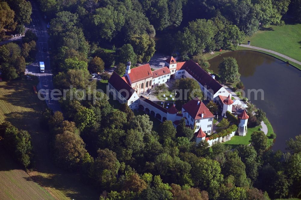 München from above - Palace Blutenburg on Seldweg in the district Pasing-Obermenzing in Munich in the state Bavaria, Germany