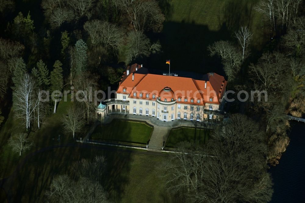 Aerial image Berlin - Palace Borsig-Villa on island reiherwerder in the district Tegel in Berlin, Germany