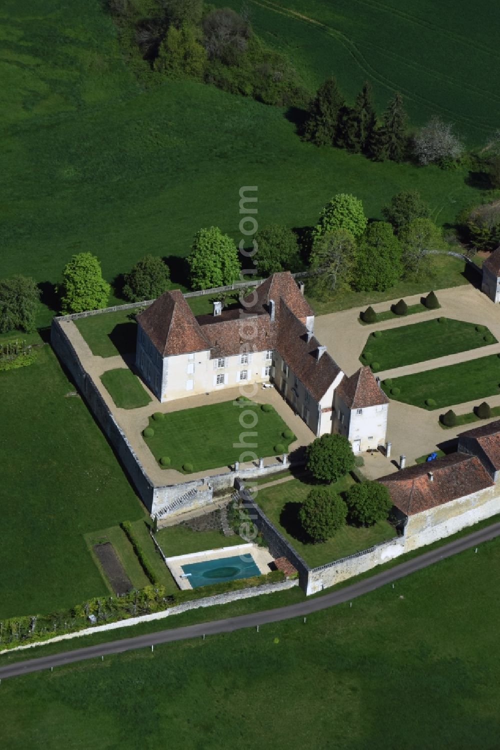 Connezac from above - Palace Le Bourg in Connezac in Aquitaine Limousin Poitou-Charentes, France