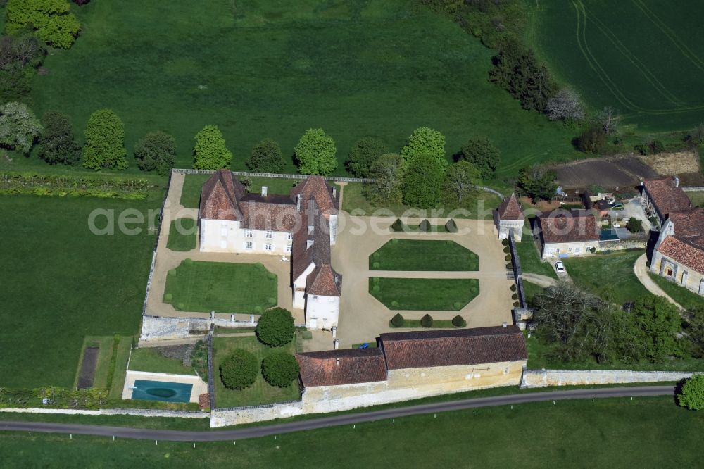 Aerial image Connezac - Palace Le Bourg in Connezac in Aquitaine Limousin Poitou-Charentes, France