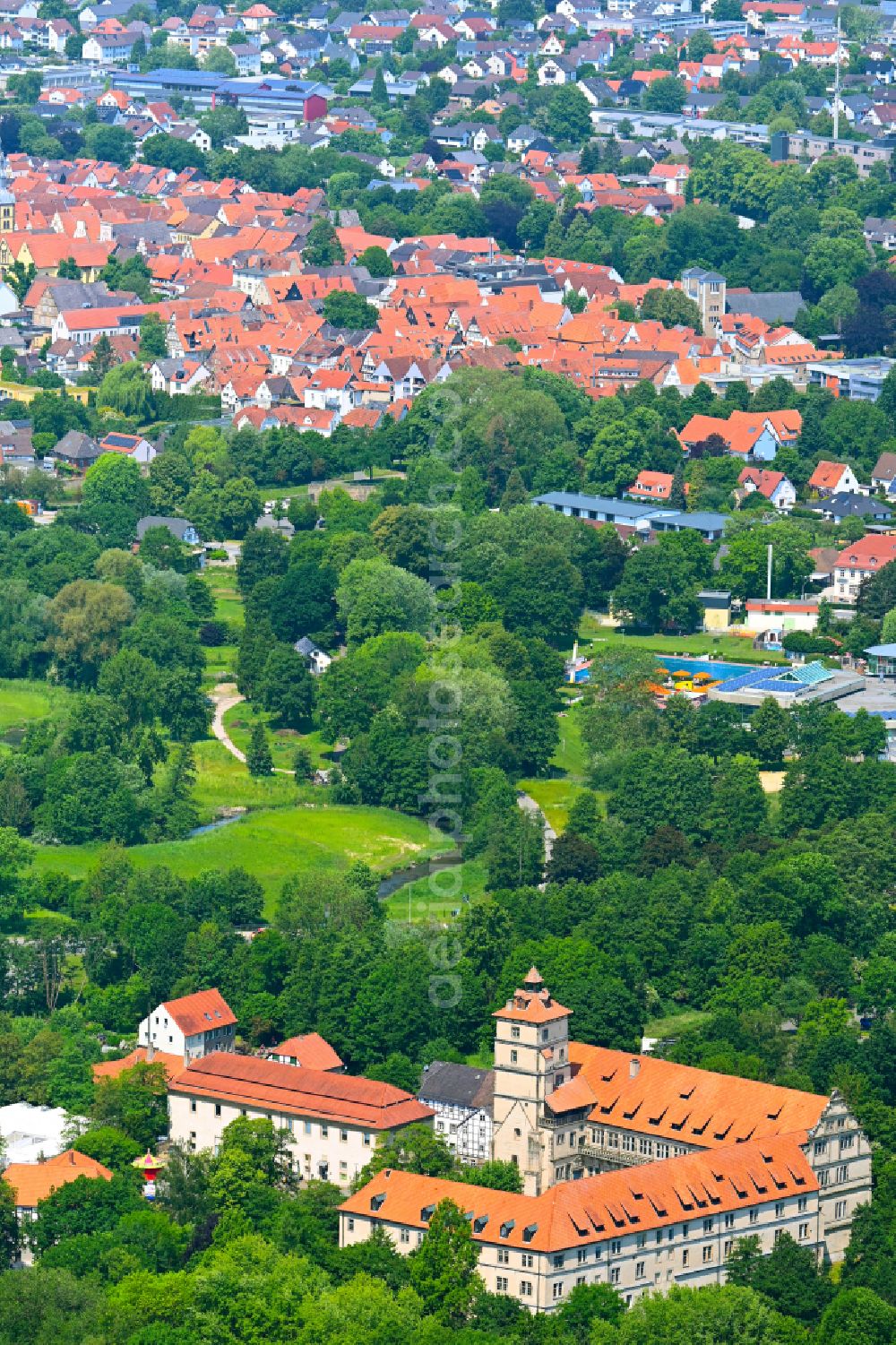 Aerial photograph Lemgo - Palace Brake on Schlossstrasse in the district Brake in Lemgo in the state North Rhine-Westphalia, Germany