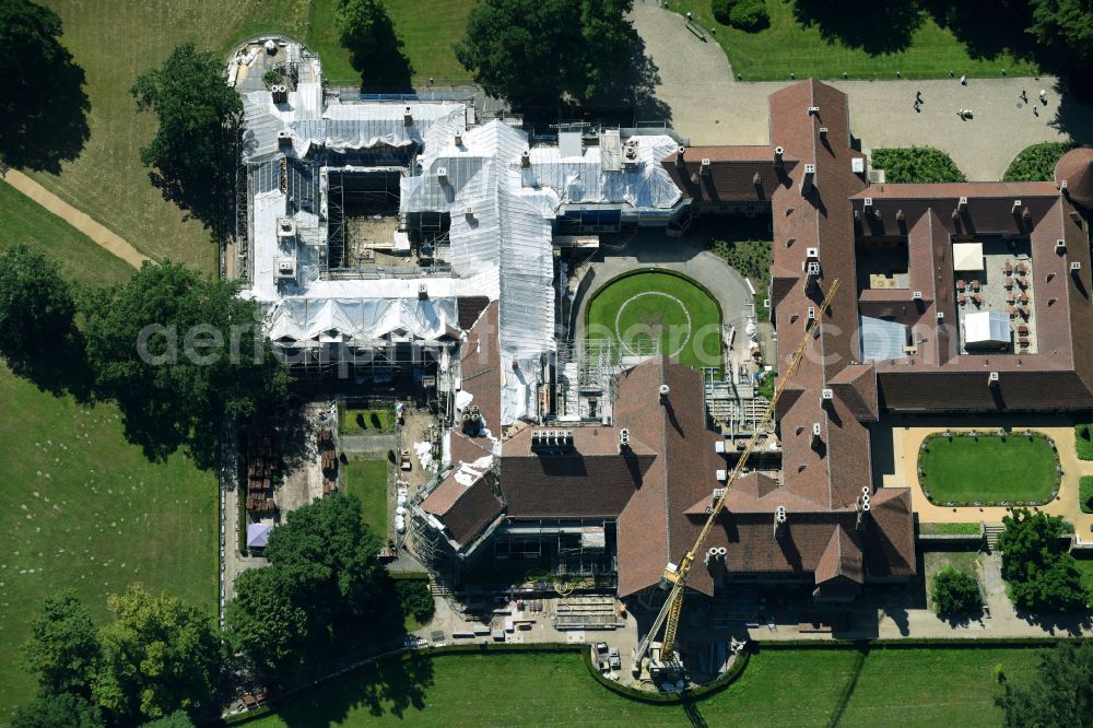 Potsdam from above - Palace Cecilienhof on street Im Neuen Garten in Potsdam in the state Brandenburg, Germany