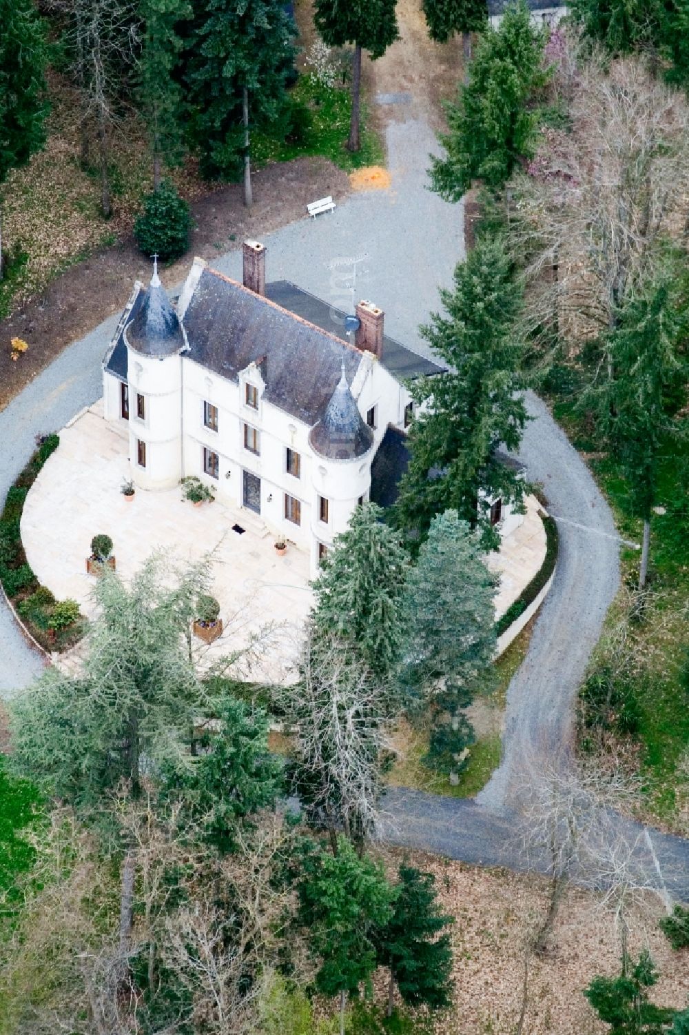 Aerial photograph Dollon - Palace Chateaux Connere, (where Salman Rushdy hided himself) in Dollon in Pays de la Loire, France