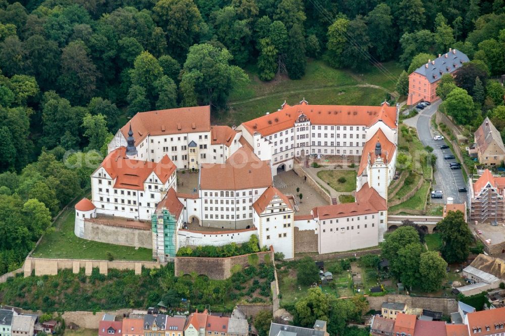 Colditz from above - Palace Colditz in Colditz in the state Saxony, Germany