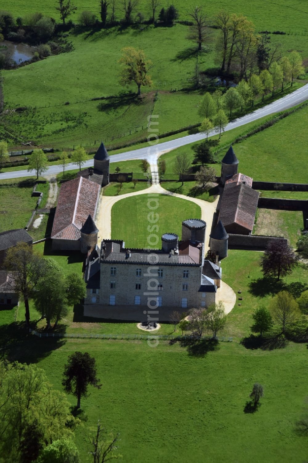 Cussac from above - Palace in Cussac in Aquitaine Limousin Poitou-Charentes, France