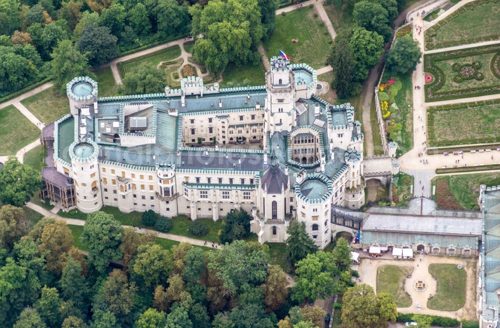 Hluboka nad Vltavou from above - Palace Frauenberg in Hluboka nad Vltavou in Jihocesky kraj, Czech Republic