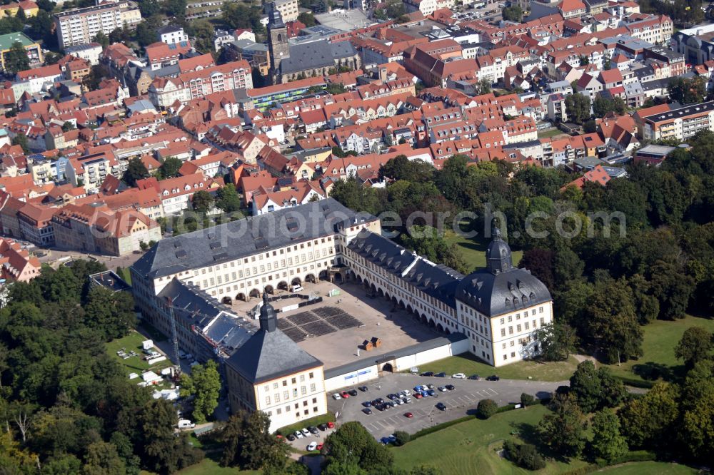 Gotha from above - Palace Friedenstein in Gotha in the state Thuringia, Germany