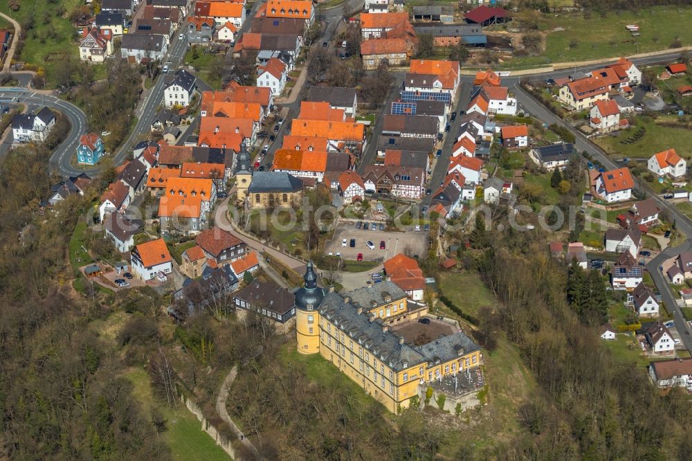 Aerial photograph Bad Wildungen - Palace Schloss Friedrichstein on Schlossstrasse in Bad Wildungen in the state Hesse, Germany