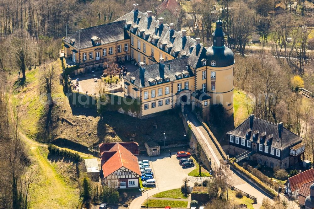 Bad Wildungen from above - Palace Schloss Friedrichstein on Schlossstrasse in Bad Wildungen in the state Hesse, Germany