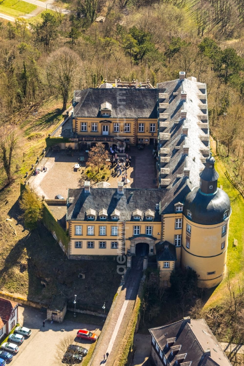 Aerial image Bad Wildungen - Palace Schloss Friedrichstein on Schlossstrasse in Bad Wildungen in the state Hesse, Germany