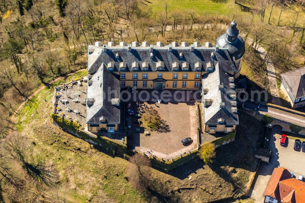 Bad Wildungen from above - Palace Schloss Friedrichstein on Schlossstrasse in Bad Wildungen in the state Hesse, Germany