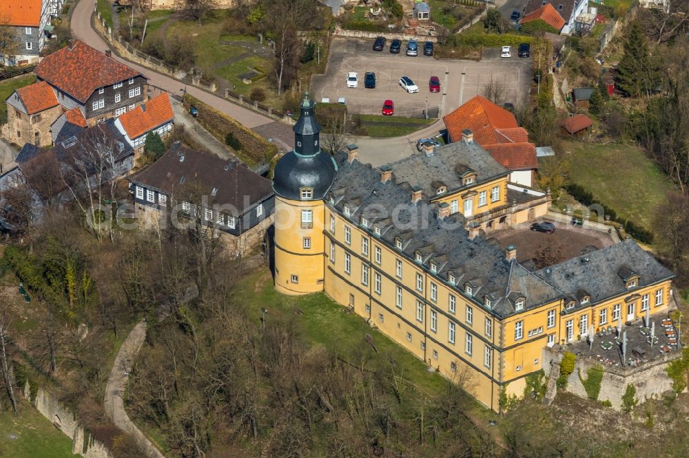 Bad Wildungen from the bird's eye view: Palace Schloss Friedrichstein on Schlossstrasse in Bad Wildungen in the state Hesse, Germany