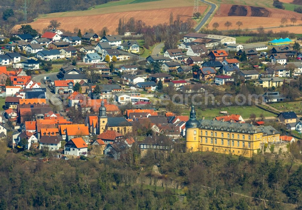 Bad Wildungen from the bird's eye view: Palace Schloss Friedrichstein on Schlossstrasse in Bad Wildungen in the state Hesse, Germany