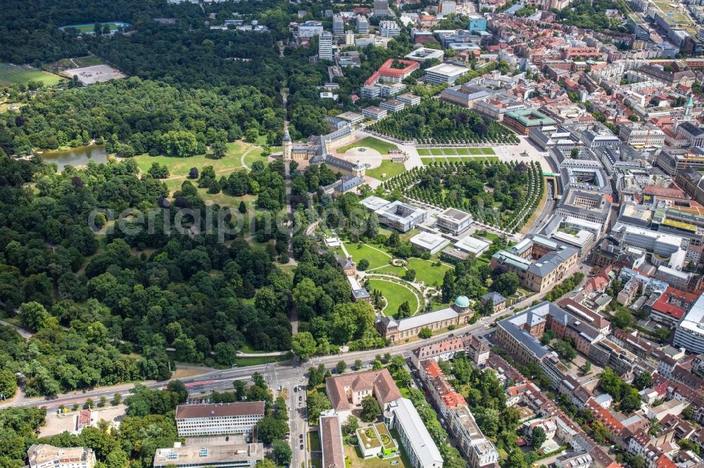 Karlsruhe from the bird's eye view: Palace in Karlsruhe in the state Baden-Wuerttemberg, Germany