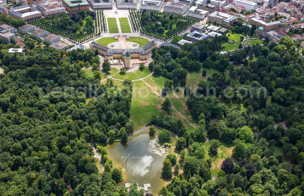 Aerial photograph Karlsruhe - Palace in Karlsruhe in the state Baden-Wuerttemberg, Germany