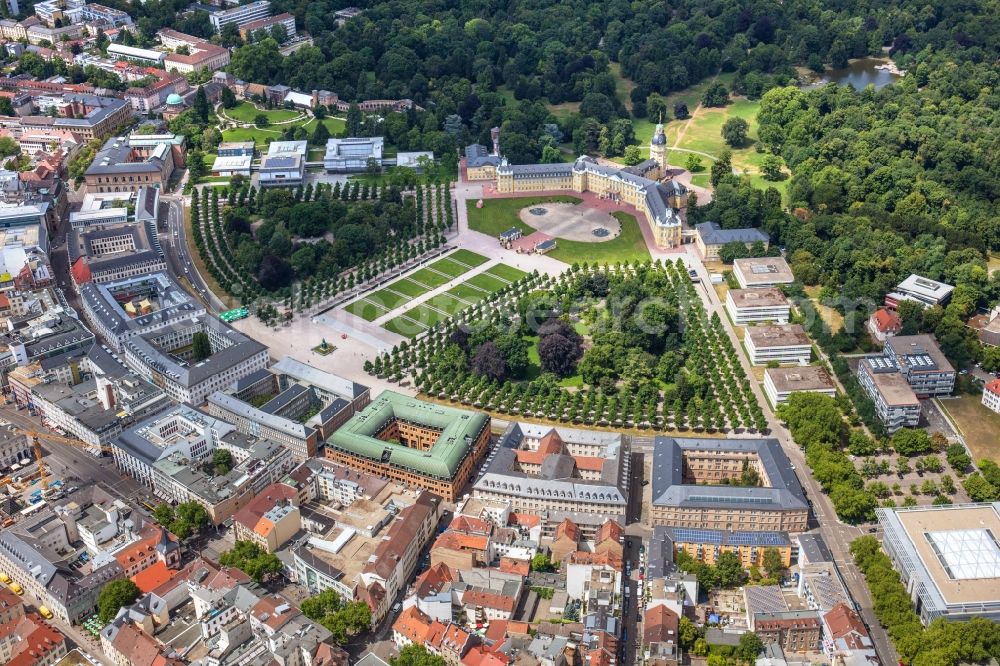 Karlsruhe from the bird's eye view: Palace in Karlsruhe in the state Baden-Wuerttemberg, Germany