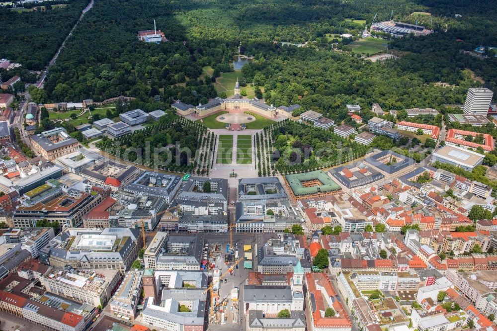 Aerial image Karlsruhe - Palace in Karlsruhe in the state Baden-Wuerttemberg, Germany