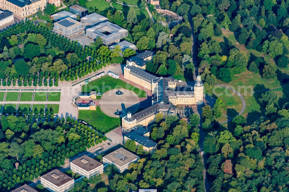 Karlsruhe from above - Palace Karlsruher Schloss in Karlsruhe in the state Baden-Wurttemberg, Germany