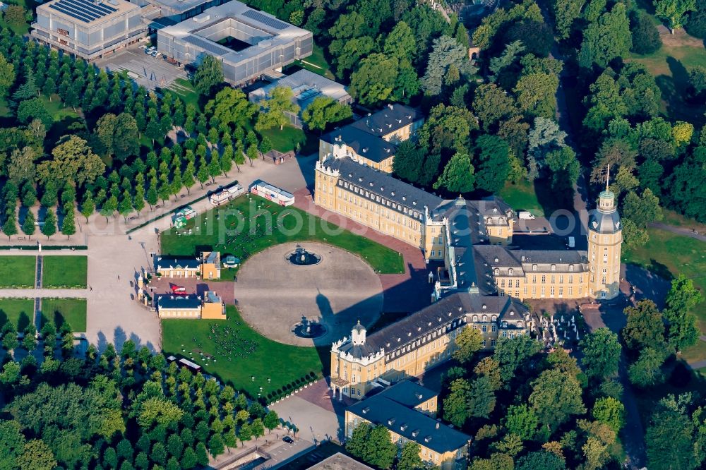 Aerial image Karlsruhe - Palace Karlsruher Schloss in Karlsruhe in the state Baden-Wurttemberg, Germany