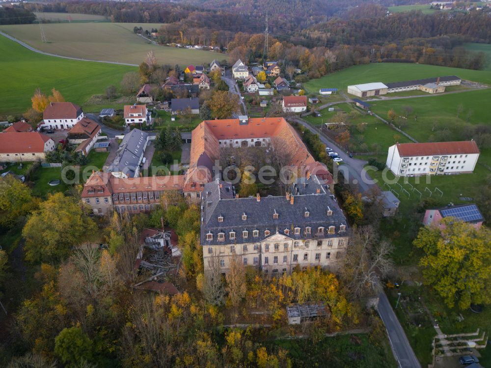 Aerial image Zschöppichen - Palace Neusorge in Zschoeppichen in the state Saxony, Germany