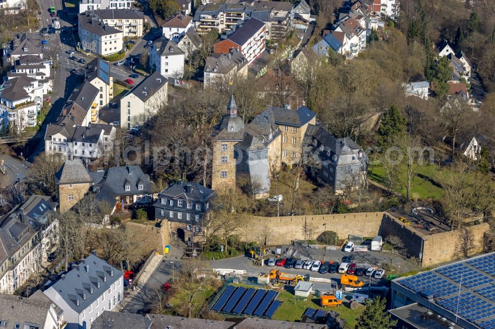 Aerial image Siegen - Palace Oberes Schloss on Burgstrasse in Siegen in the state North Rhine-Westphalia, Germany