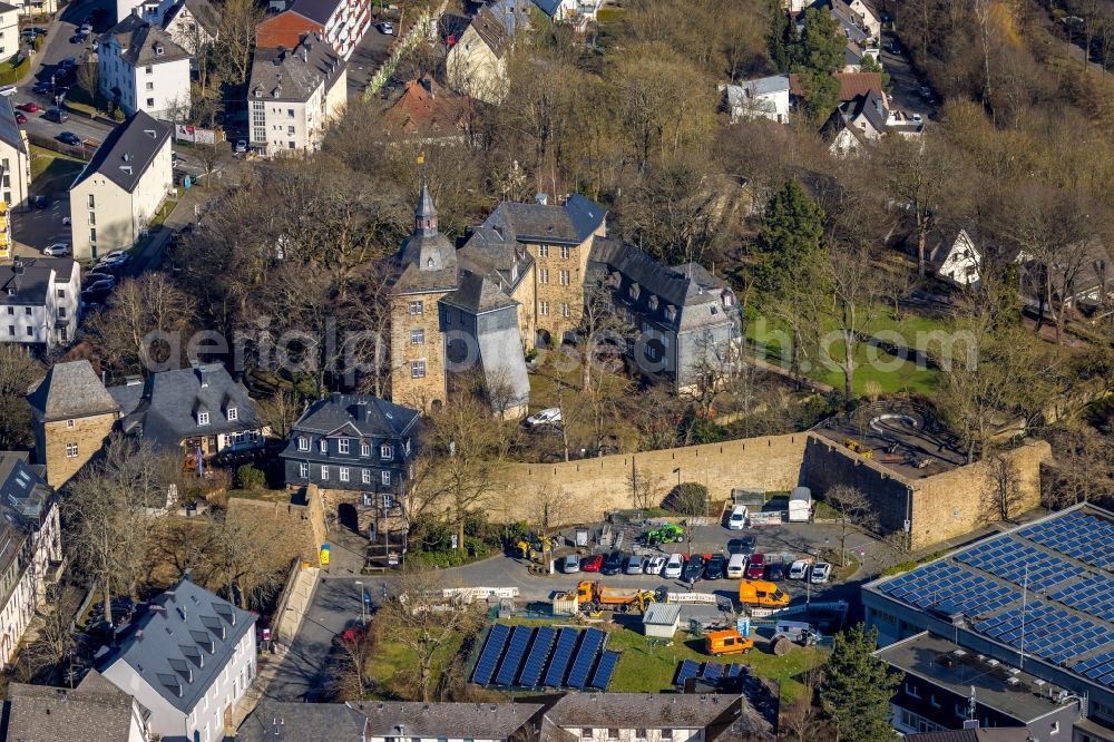 Siegen from above - Palace Oberes Schloss on Burgstrasse in Siegen in the state North Rhine-Westphalia, Germany