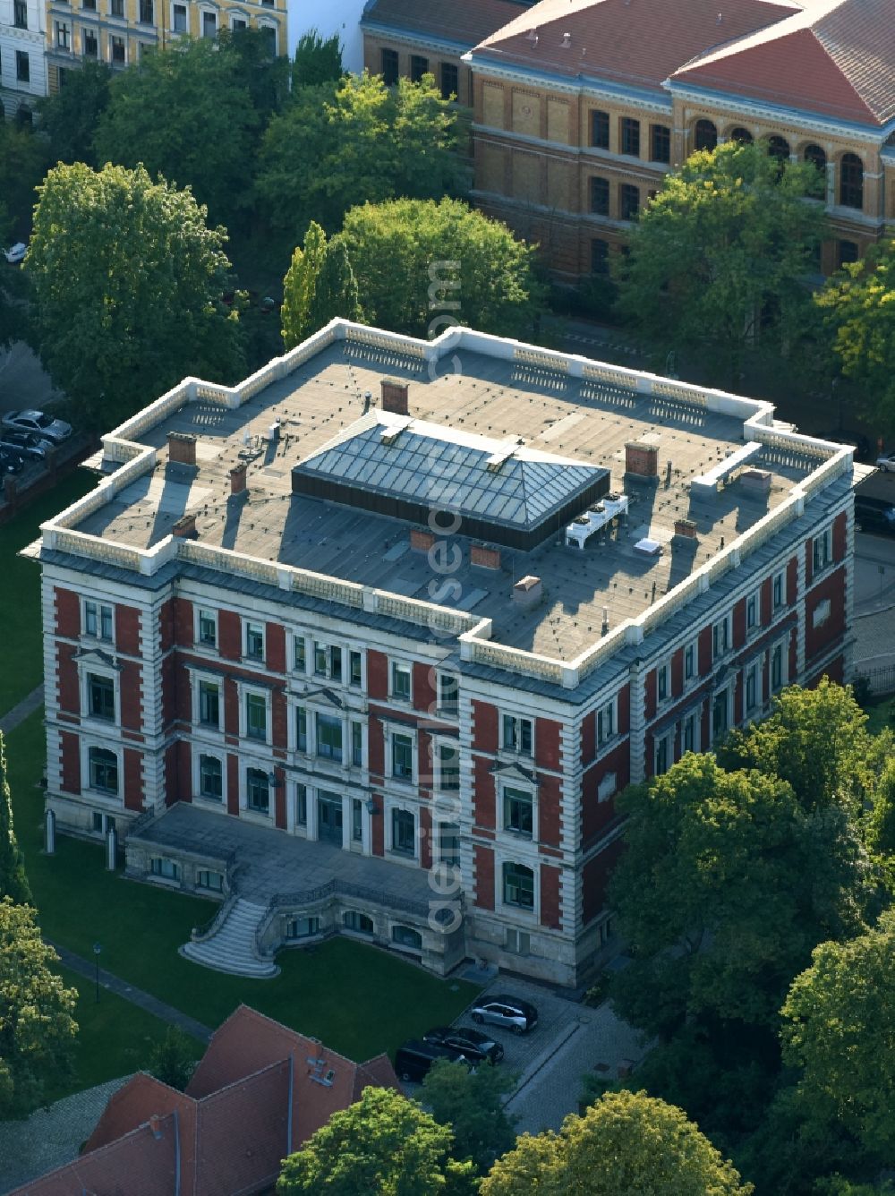 Magdeburg from above - Palace Palais on Fuerstenwall on Hegelstrasse in Magdeburg in the state Saxony-Anhalt, Germany