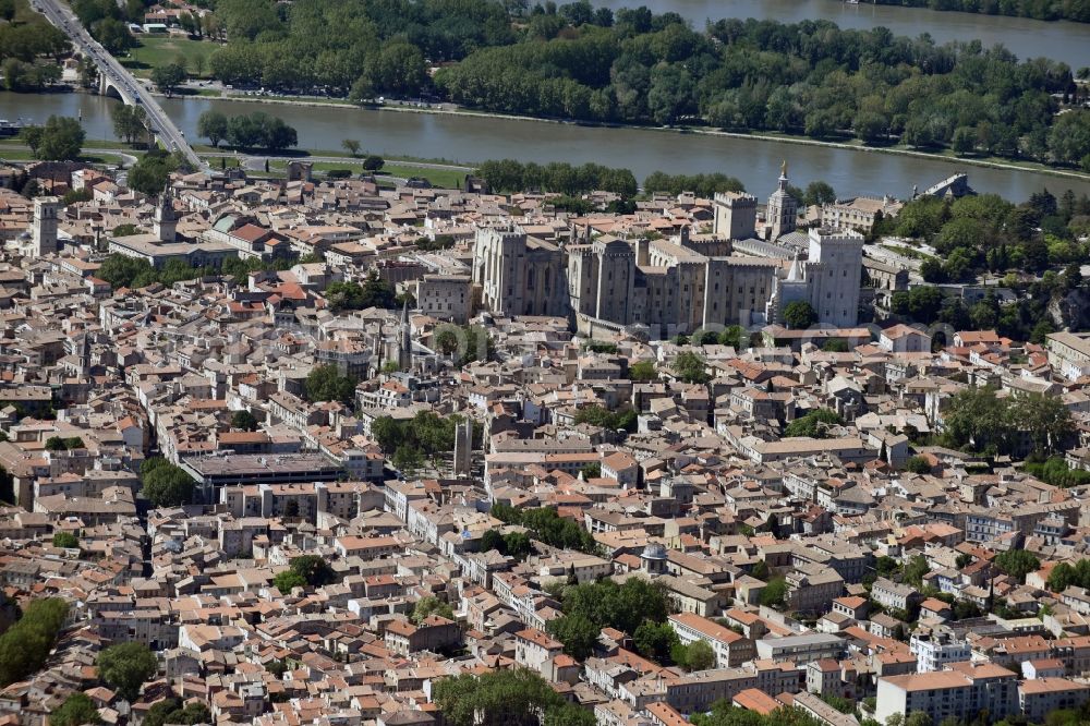 Aerial photograph Avignon - Palace Palais des Papes on Place du Palais in Avignon in Provence-Alpes-Cote d'Azur, France