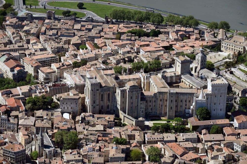 Avignon from above - Palace Palais des Papes on Place du Palais in Avignon in Provence-Alpes-Cote d'Azur, France