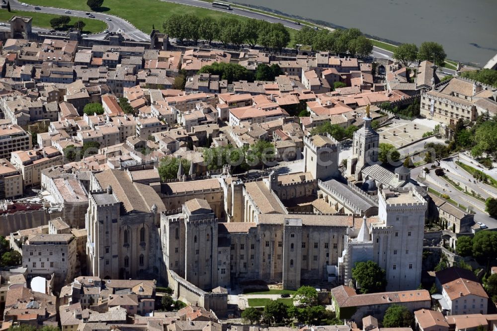 Avignon from above - Palace Palais des Papes on Place du Palais in Avignon in Provence-Alpes-Cote d'Azur, France