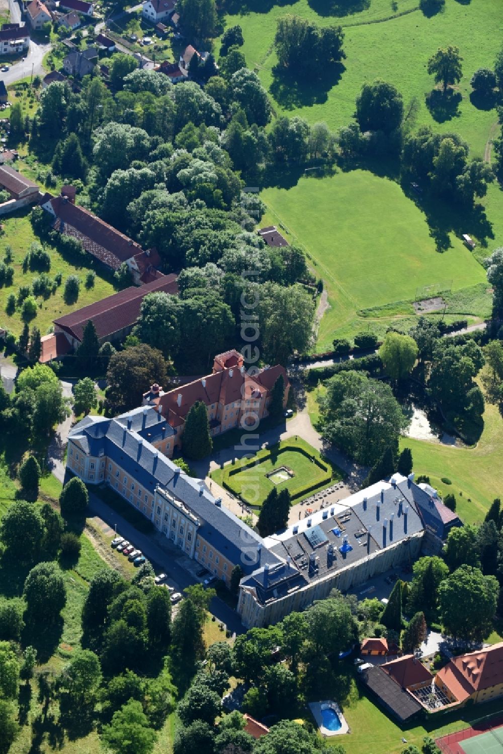 Petrohrad - Petersburg from above - Palace Zamek Petrohrad on Petrohrad in Petersburg in Ustecky kraj - Aussiger Region, Czech Republic