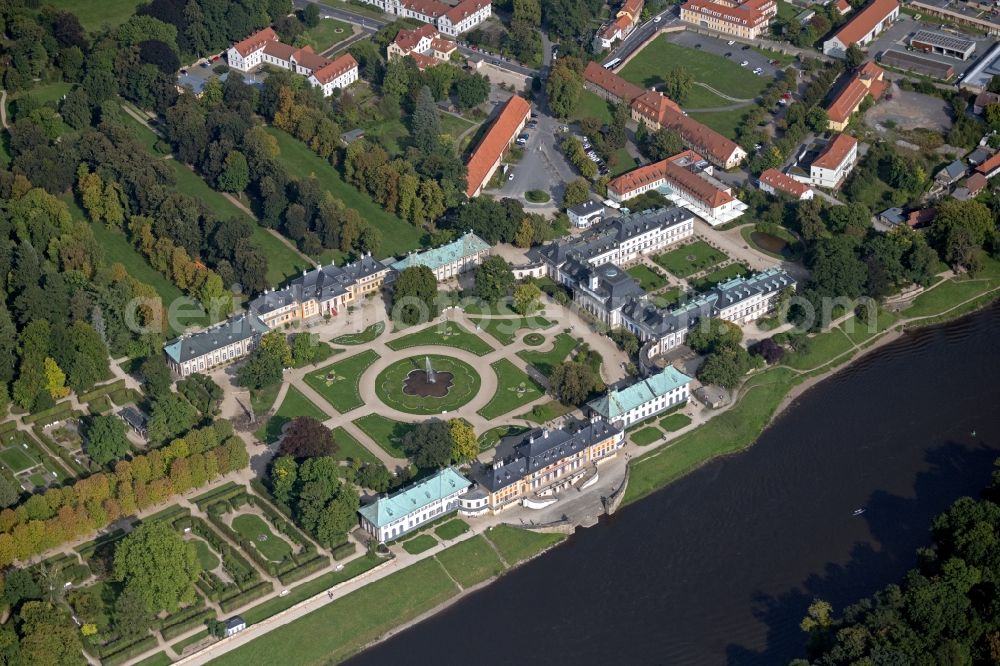 Aerial photograph Dresden - Palace Pillnitz in Dresden in the state Saxony, Germany